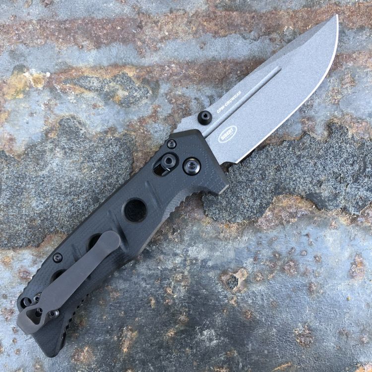 Benchmade Mini Adamas AXIS Lock Black G10 Scales 3.25" Gray CruWear Blade Folding Knife